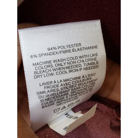 Express Blouse Top Women's Large Red Striped Elastic Waist Long Sleeve V Neck - Picture 8 of 13